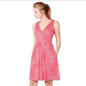 Boden Pink White Striped Sleeveless Faux Wrap Mini Dress Size 10‎